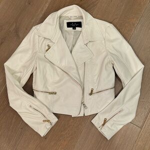 White vegan leather jacket white small